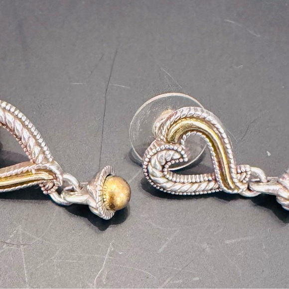Brighton Callie Heart Silver and Gold Dangle Earrings - Picture 2 of 5